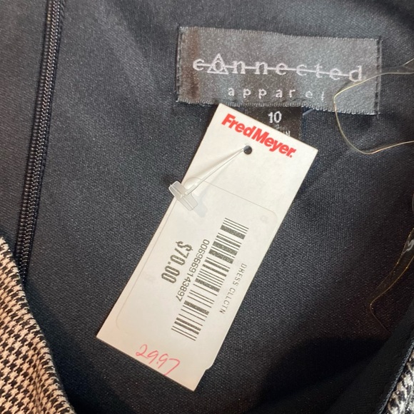 Connected Apparel Womens Dress Houndstooth Bow Rosette Sleeveless Sz 10 NWT - Picture 5 of 10